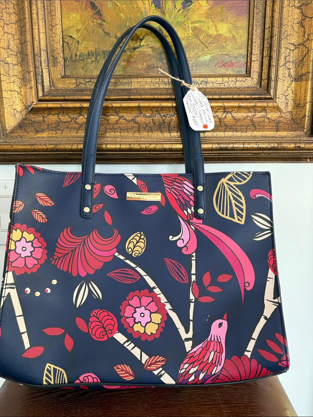 TRINA TURK ‘Sara Miller London’ TOTE BAG • ‘Smokey Blue Birds’